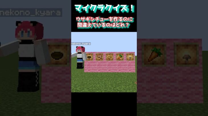 【マイクラクイズ】ウサギシチューの材料分かる？【マイクラ】【minecraft】【ゲーム実況】【vtuber】　#shorts