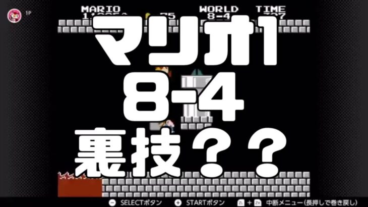 マリオ1　8-1ちょびっとショトカ裏技？